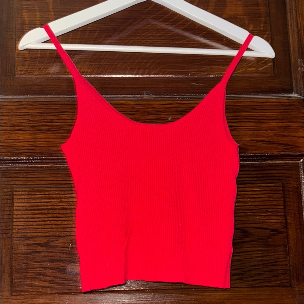 Brandy Melville Red Fitted Sleeveless Crop Top